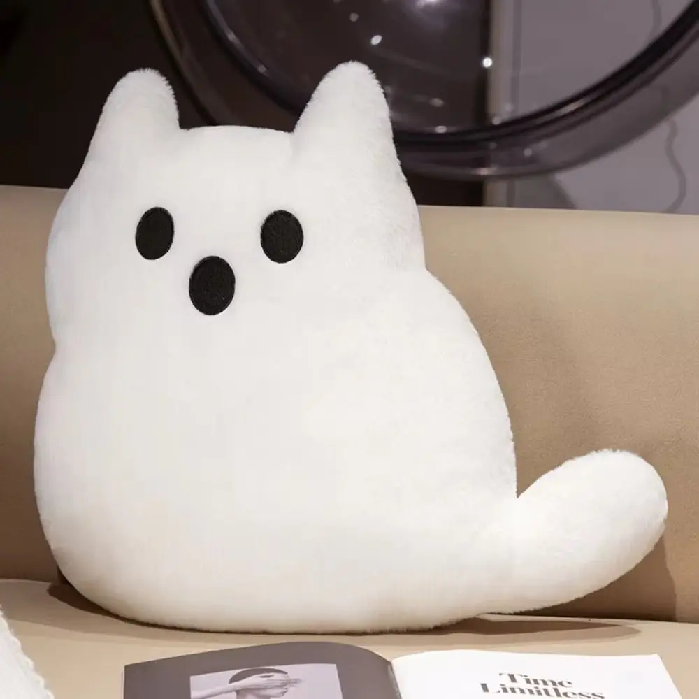 Halloween Style Ghost Cat Plush Toys Kawaii Cartoon White Cat Plush Pillow Funny PP Cotton Black Cat Plush Doll Home Decor