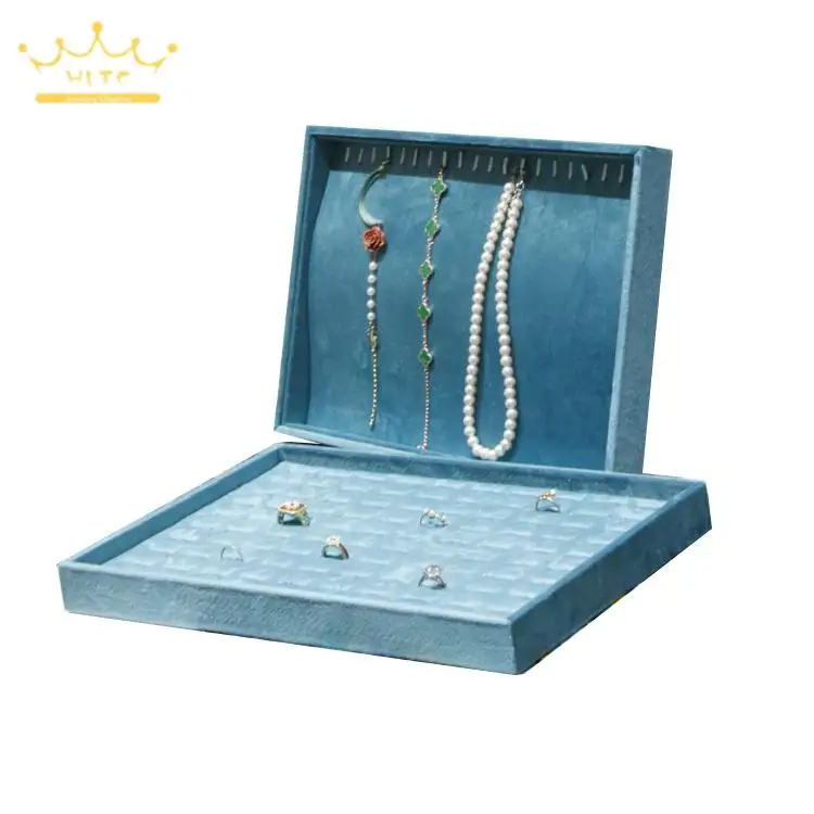 Exhibitor Jewelry Organizer Case Velvet Jewelry Tray Bracelet Ring Earring Necklace Display Box 35*24Cm Customizable Colors