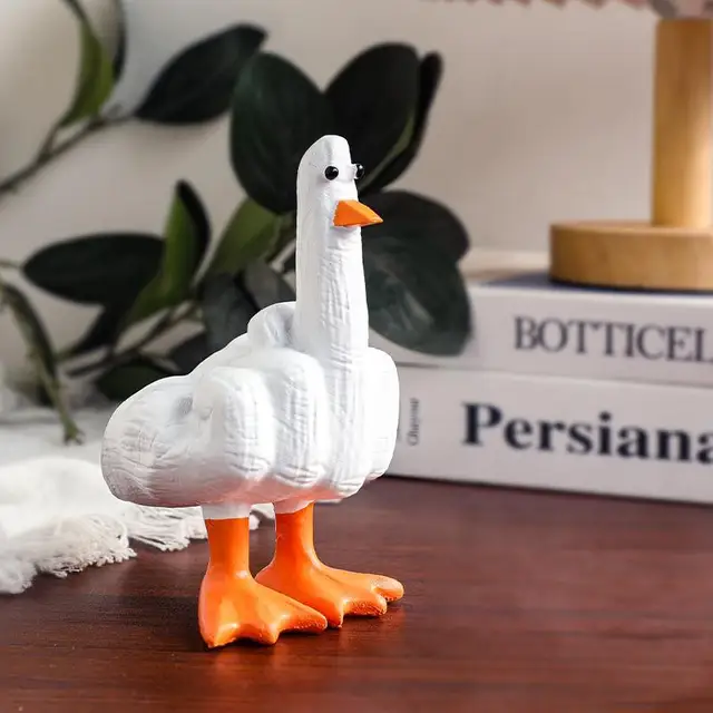 Funny Creative Duck Middle Finger Animal Gift Resin Craft Home Decoration Statue Garden Courtyard and Micro Landscape Figurines 6
