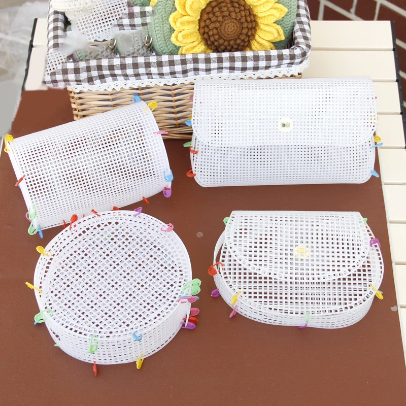 Mesh Plastic Canvas Transparent Handbag Kit Knitting Shoulder Bag Plastic Handmade Bag Piece Yarn DIY Accessories Hooked