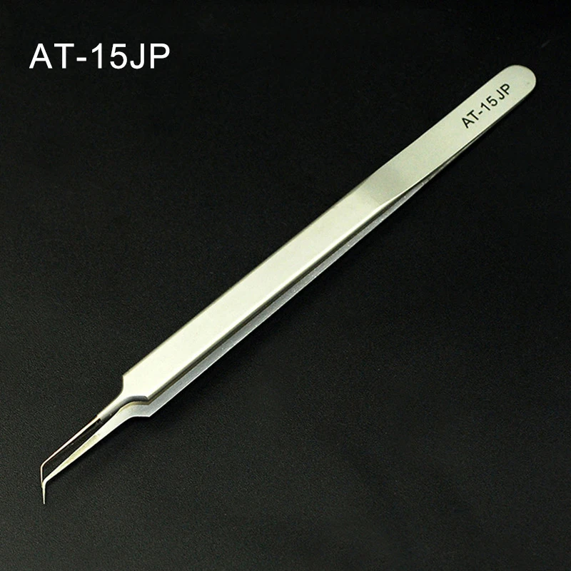 Precision Stainless Steel AT-11JP Straight AT-15JP Curved Ultra Thin Fly Line Tweezers Set For Industrial Phone Repair Tools