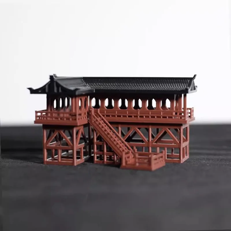 Qiaolin 3D Printing Corner Style Stilted House Chinese Model Pavilion Bonsai Ancient Architecture Landscape Decoration Ornament