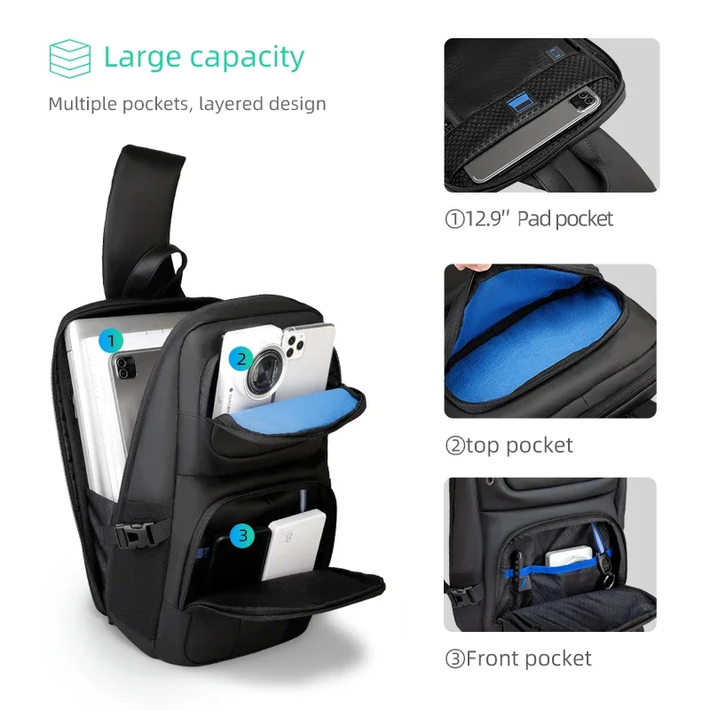 Men's Business Crossbody Bag Casual Fashionable Shoulder Bags Short Distance Travel Chest Bag for 13.3-inch Laptop Shoulder Bags