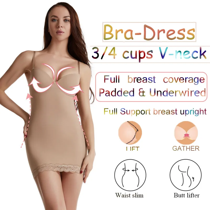 Full Slip Body Shapewear Women Under Dress Push Up Bra Shaper Tummy Control Slips Flat Belly Slimming Sheath Reductive Girdles