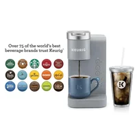 Gray Single-Serve K-Cup Pod Coffee Maker with Reusable Tumbler Brew Over Ice Button 36oz Removable Reservoir 3 Cup Sizes  My 1