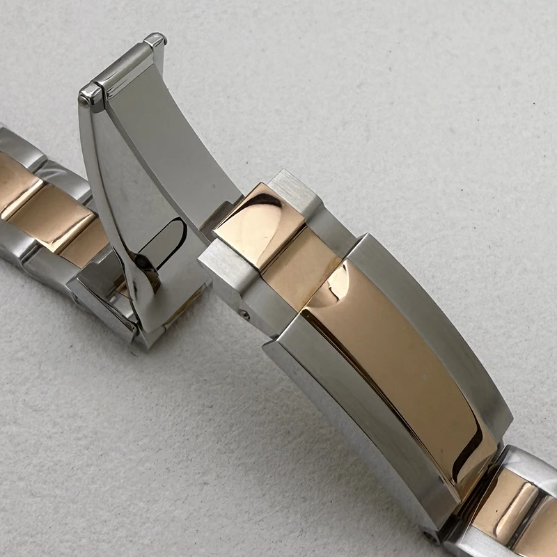 Oyster/Jubilee-Armband, Silber-Roségold, massiver Stahl, 20 mm Breite, Ad-Jubilee-Schnalle, Armband für Datejust NH35-Uhrengehäuse, 36/40 mm – Detail 9