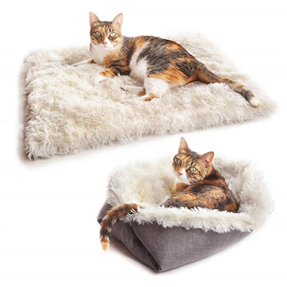

Pet Sleeping Mat Detachable Dual-Use Plush Fluffy Winter Warm Mattress Cushion Pad For Dogs Kennel Cat Blanket Nest Accessories