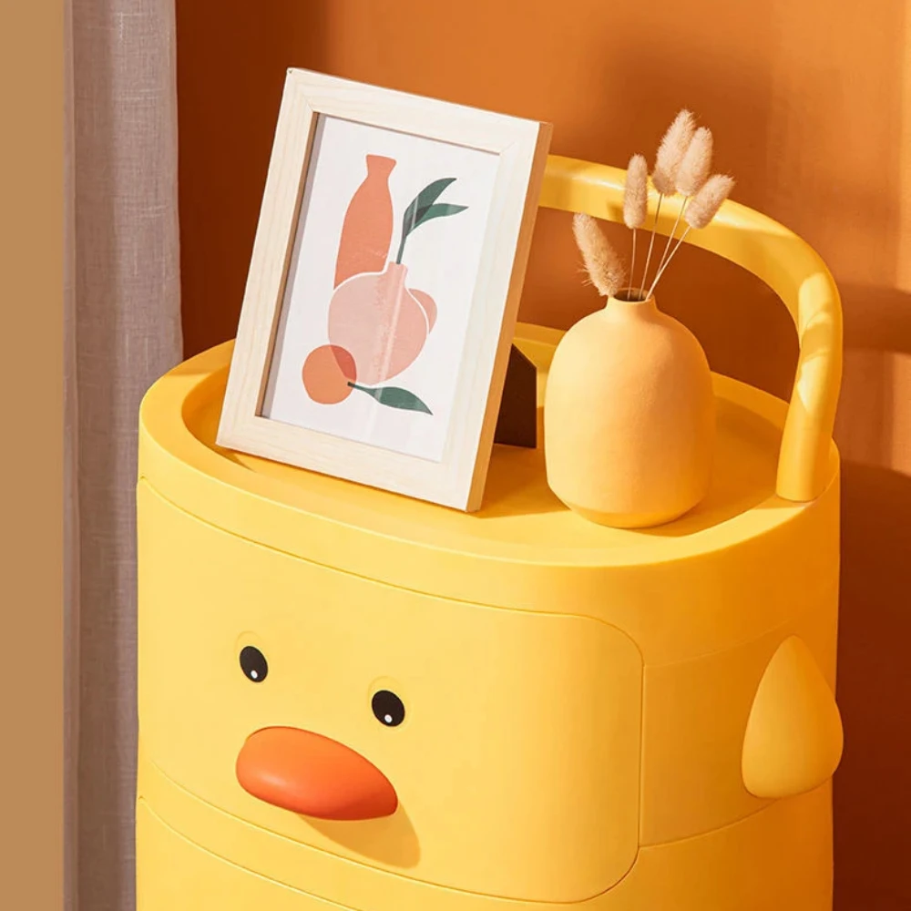 Toy Storage Rack Trolley Small Yellow Duck Multi-Layer Children Bedroom Toy Box Sundries Snack With Wheel Storage Trolley storage rack rolling storage cart