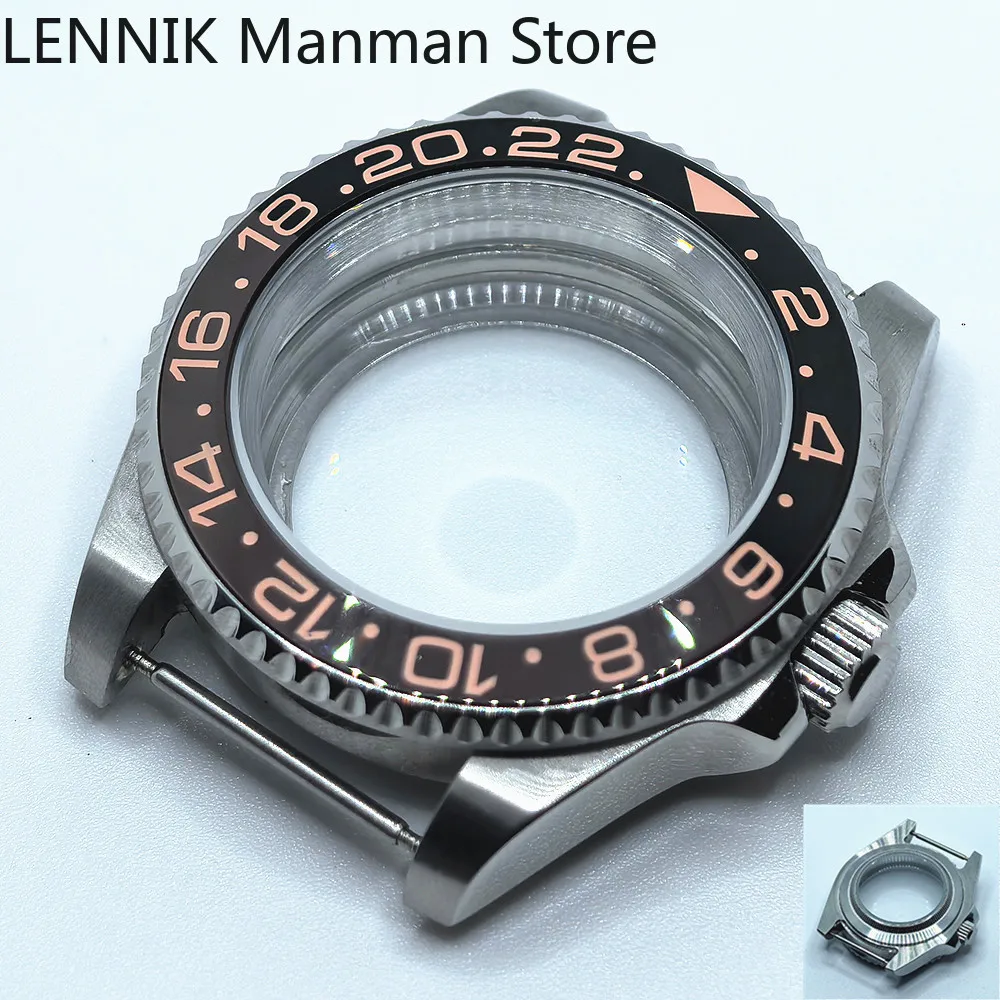 40mm Black PVD Watch Case with Transparent Back Glass