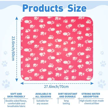 10 Pieces Pet Blankets with Paw Print Dog Cat Fleece Blankets Soft Warm Sleep Mat Pad Bed Cover for Kitten Puppy and Other Smal 3