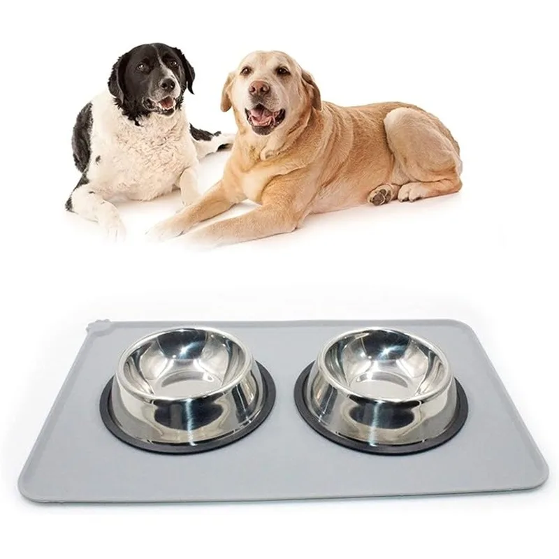 New Waterproof Pet Mat For Dog Cat Solid Color Silicone Pet Food Pad Bowl Drinking Mat Dog Feeding Placemat Easy Washing