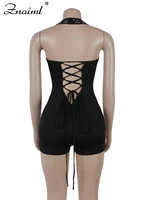 Znaiml Gorgeous Deep V Neck Rhinestone Halter Bandage Playsuits Women Crystal Short Jumpsuits Rompers Night Club Birthday Party - Image 4