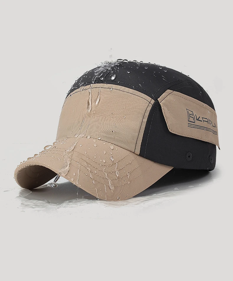 Sommerliche Neue Patchwork-Baseballkappe mit Farbblöcken, Schnelltrocknend und Wasserdicht, Amerikanischer Entenschnabel-Hut, Outdoor-Sport-Sonnenhut – Detail 3