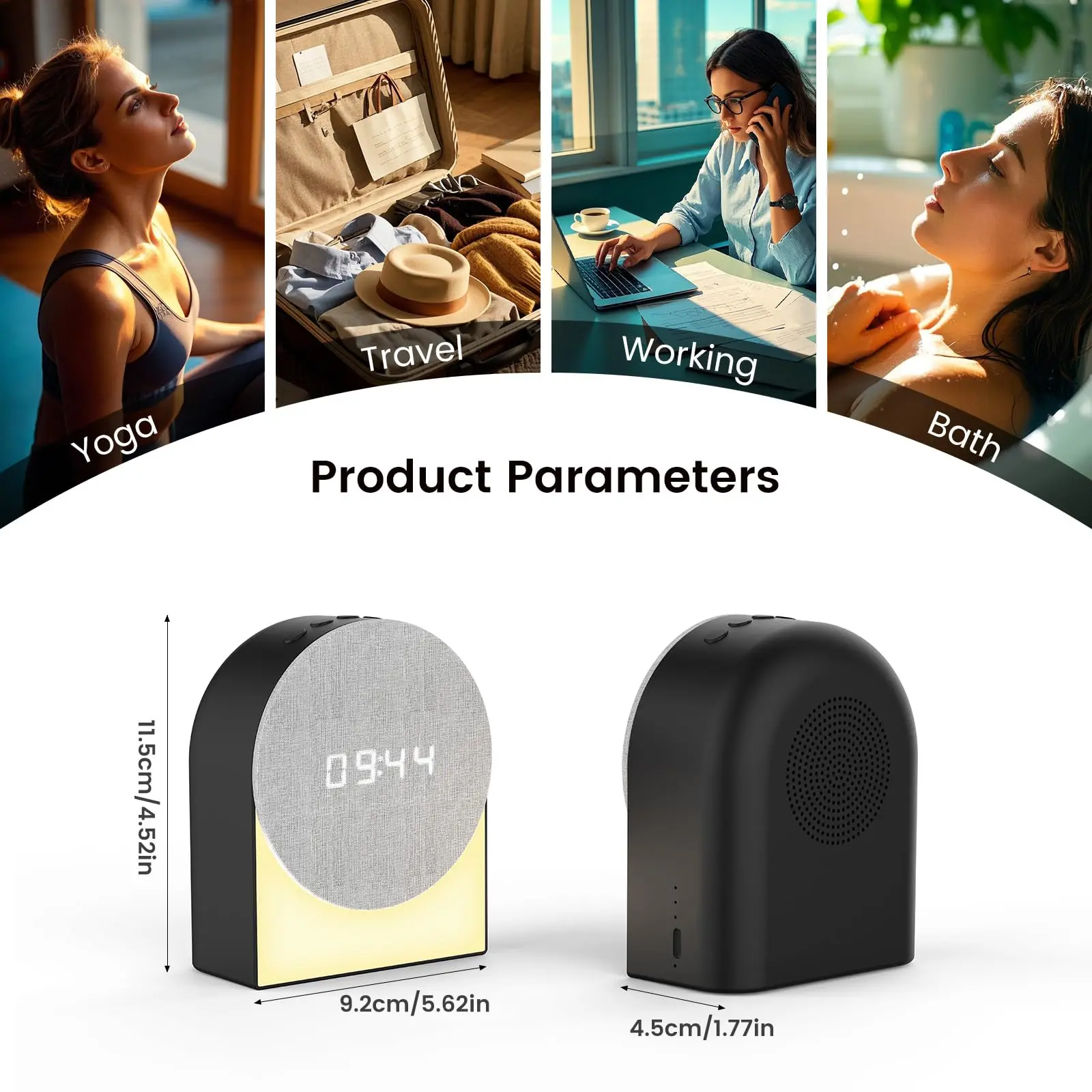 Mini Portable Sleep Bluetooth Speaker Wireless White Noise Sleep Aid Soundbar LED Night Light with Time Alarm Clock Sleep Timer