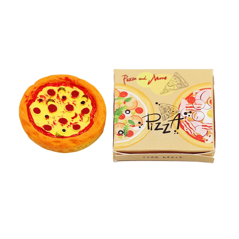 1Set 1:12 Dollhouse Miniature Pizza with Packing Box Model Kitchen Food Accessories For Doll House Decor Kids Pretend Play Toys 5