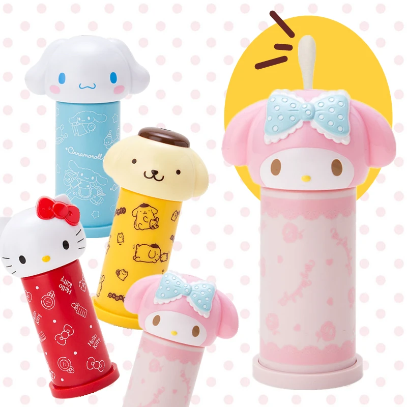 

Sanrio Storage Box Anime Hello Kitty My Melody Cinnamorolls Push To Pop Makeup Cotton Swab Box Toothpick Case Organisation Gifts
