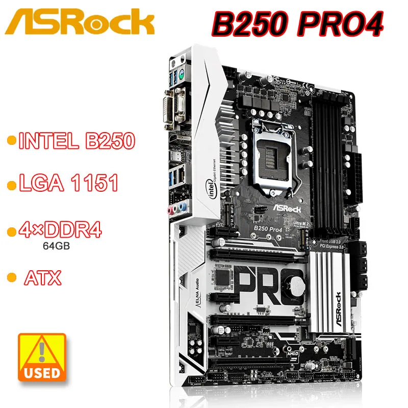 Intel-B250-Motherboard-ASRock-B250-Pro4-Motherboard-4-DDR4-64GB-PCI-E-3 ...