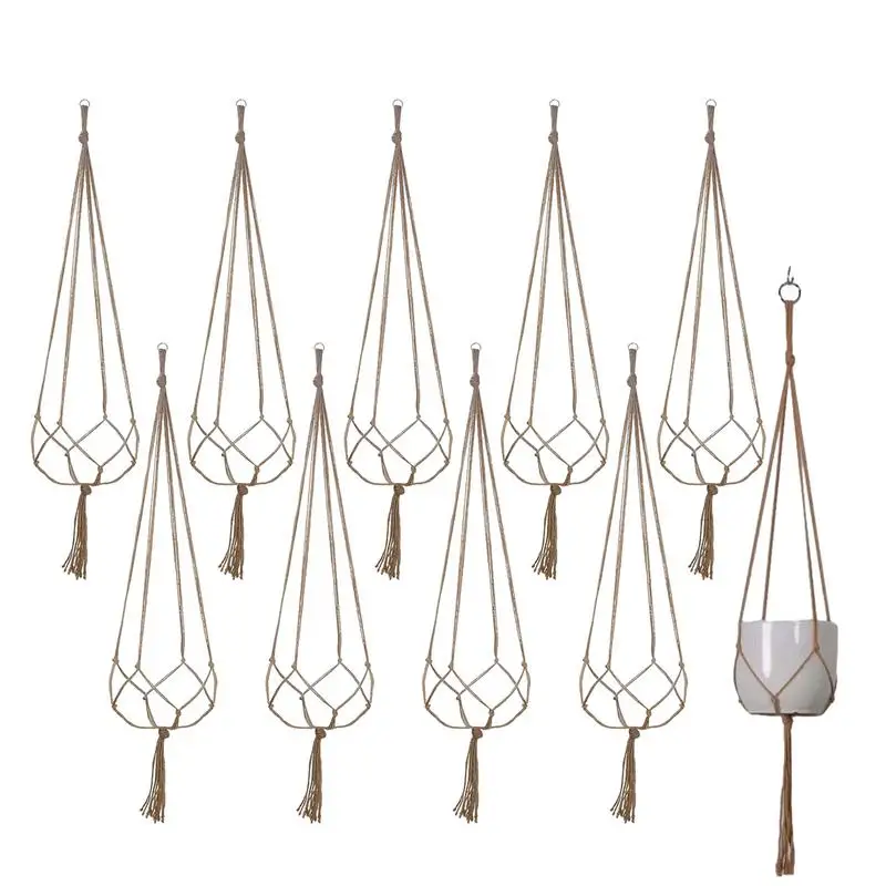 

Woven Planter Hanger Flower Pot Holder Heavy Duty Craftsmanship Tear Resistant Decorative Elegant Pot Hanger Home Garden Supply