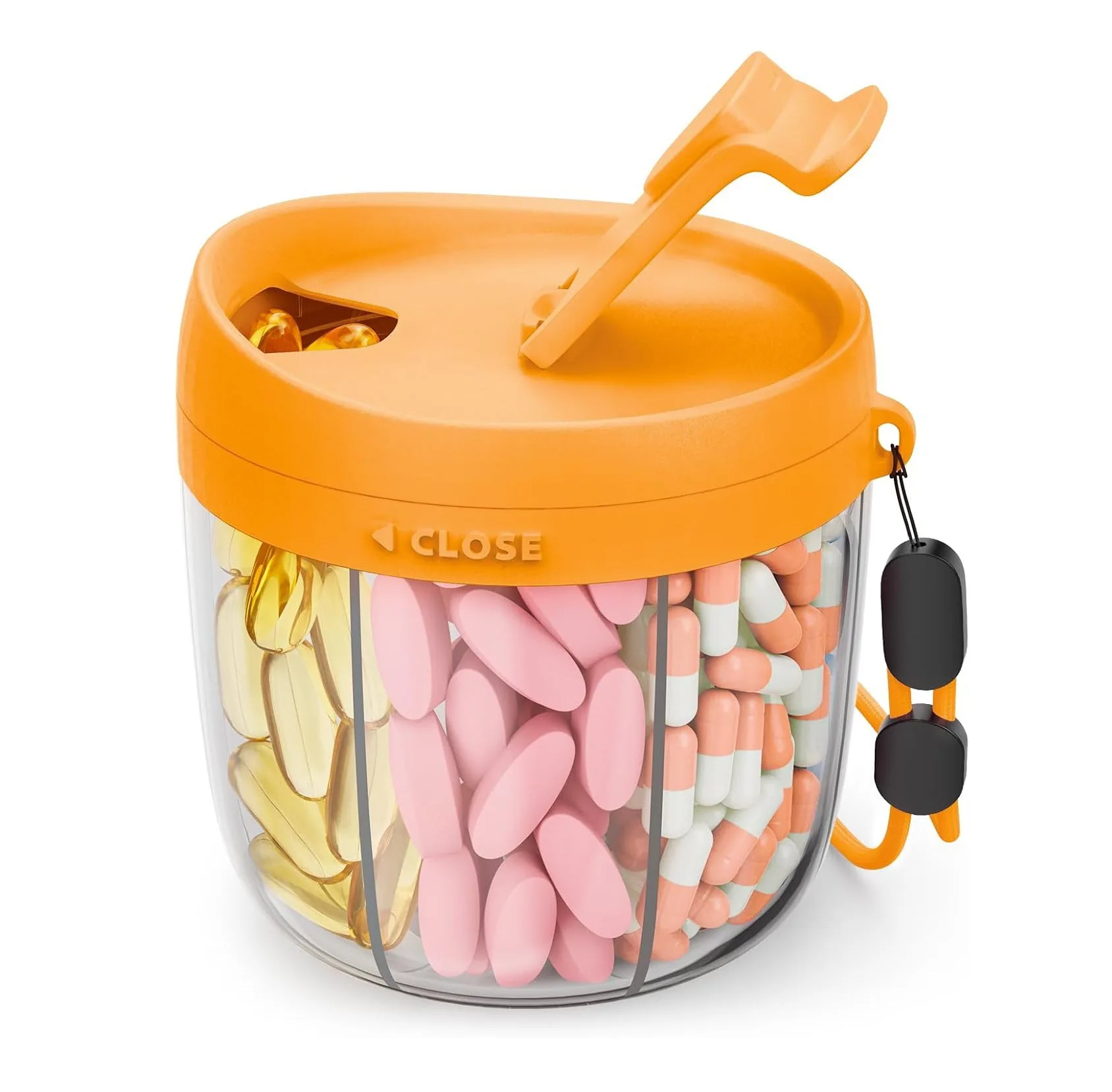 Enhanced Portable 7-Section Vitamin Supplement Organizer with Clarity-Boosting Design