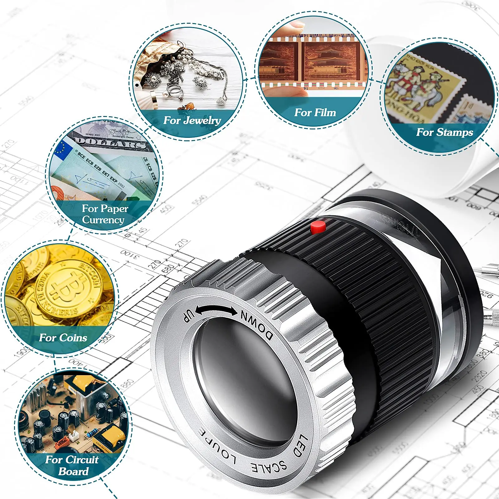 30X Pocket Magnifier with Scale LED UV Light Illuminated Magnifying Glasses Adjustable Focal HD Loupe Jewelry Tool Reading Lupa 6 30X Pocket Magnifier with Scale LED UV Light Illuminated Magnifying Glasses Adjustable Focal HD Loupe Jewelry Tool Reading Lupa - Image 6