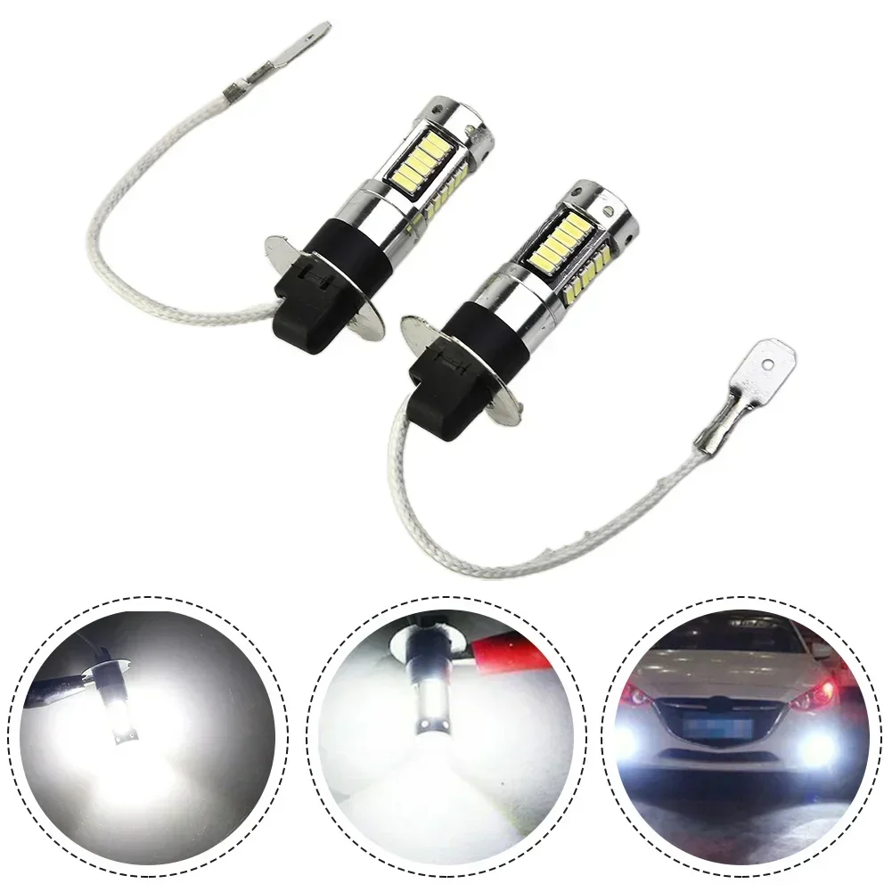 2Pcs H3 LED Fog Light Bulb 6000K 800LM 12V 360&deg;Beam Angle Daytime Running Lamps