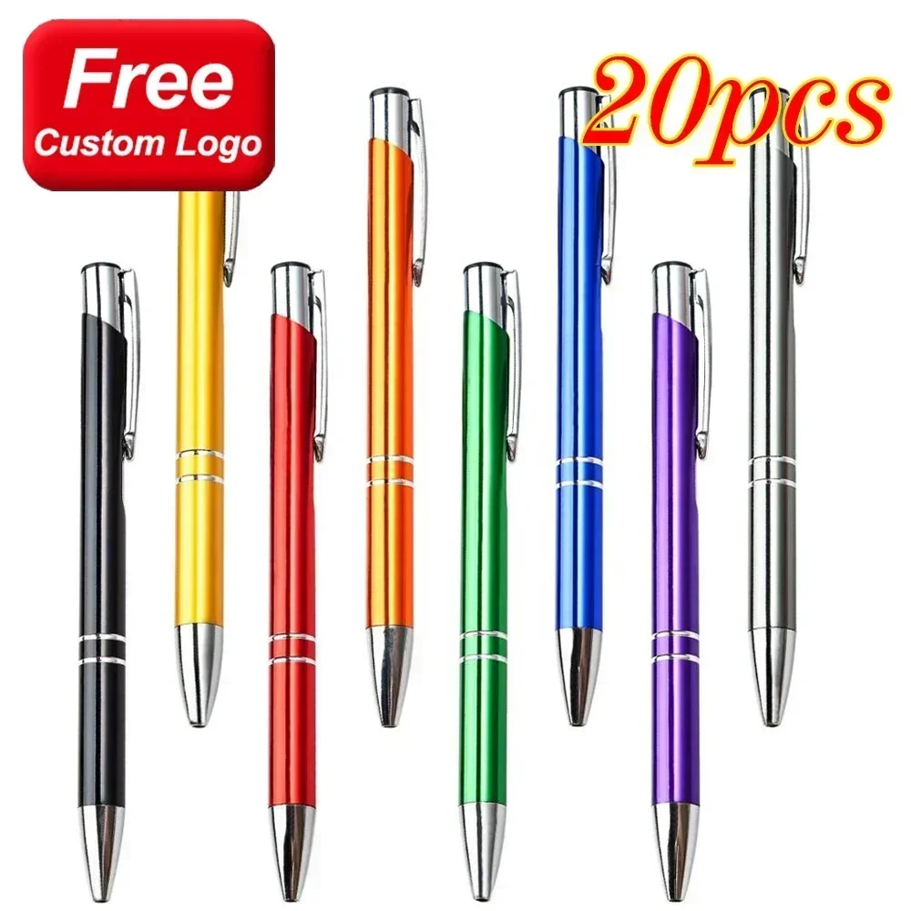 20pcs Custom Ballopint Pen Metal Ball Pen Support Print Logo Advertising Personalized Advertising retractable gel pen