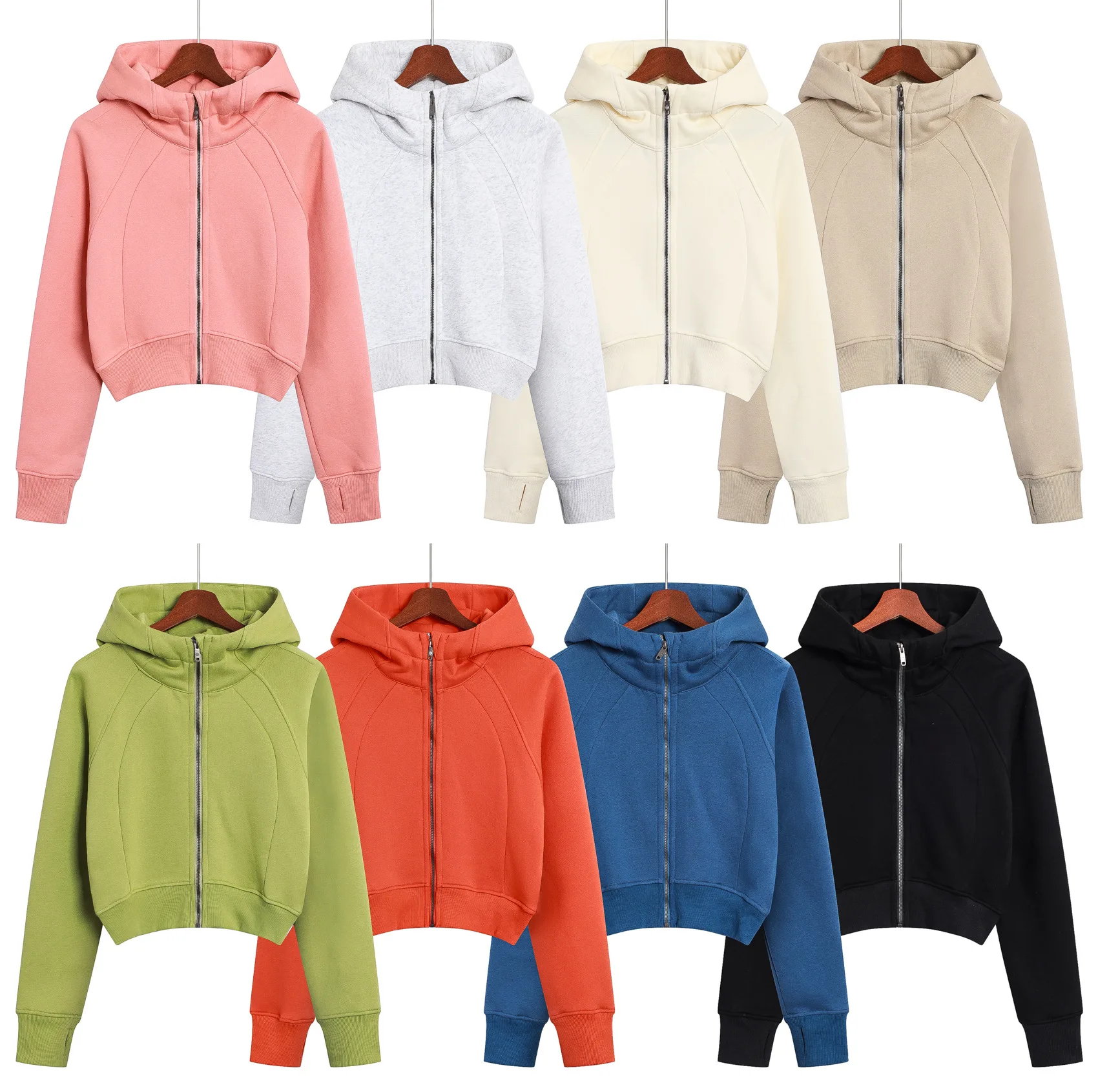 

Ms lulu Scuba short slim outdoor sports leisure yoga zipper hoodie
