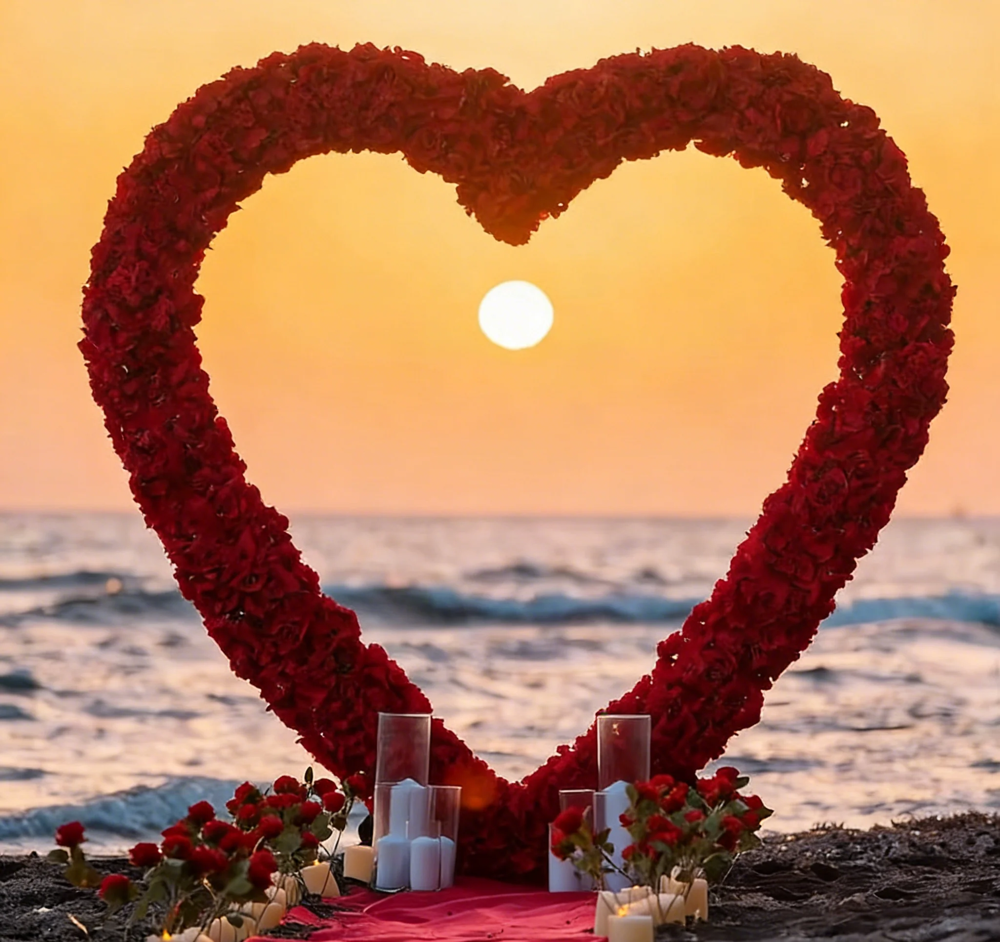 2,3x2,4m Herzförmiger Hochzeitsbogen mit 5D Rosen- und Hortensien-Simulationsblumenarrangement als Hintergrund für Hochzeitszeremonien und Partydekoration