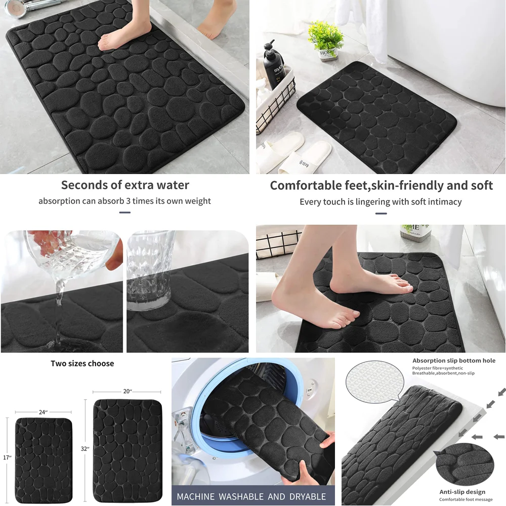 Yeahmart Memory Foam Bath Mat Large Size 40X60cm Soft Comfortable Water  Absorption Non-Slip Thick Bathroom Floor Rug Foot Mat - AliExpress