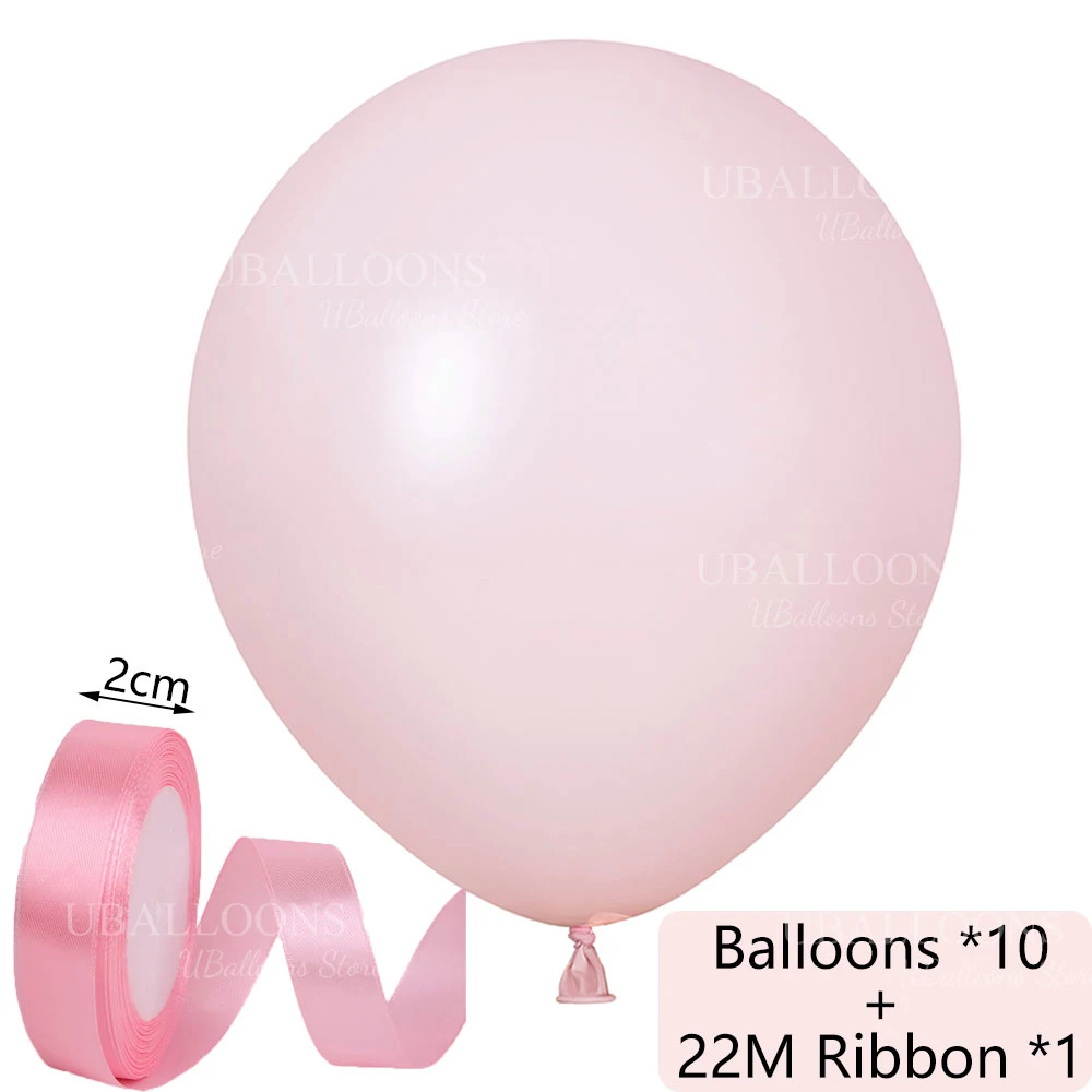 Elegant Pastel Pink Balloon Set with Satin Ribbon - Pack of 10 for Celebrations and Decor
