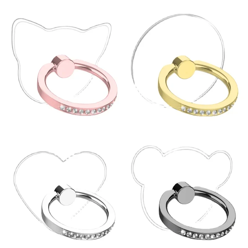 

Diamond Cell Phone Ring Holder Stand Transparent Finger Grip Clear 360° Degree Rotation Kickstand for iPhones