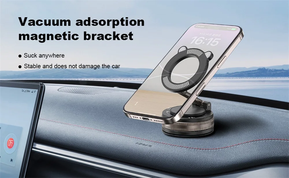 Car Phone Magnetic Stand Vacuum Suction Cup Rotate 360° Magnetic Adsorption Brac
