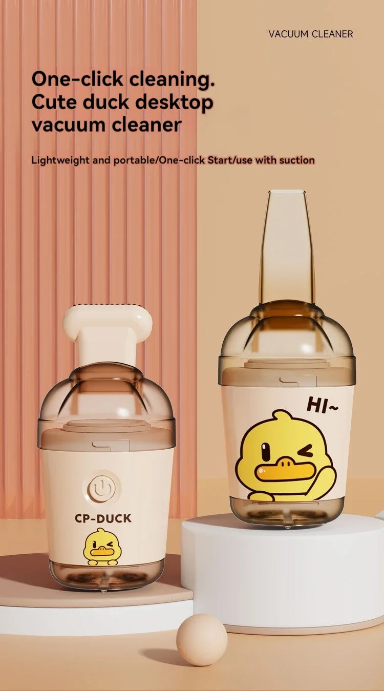 Desktop vacuum cleaner powerful rubber slag suction Yellow duck handheld cleaner Mini vacuum cleaner for children and students