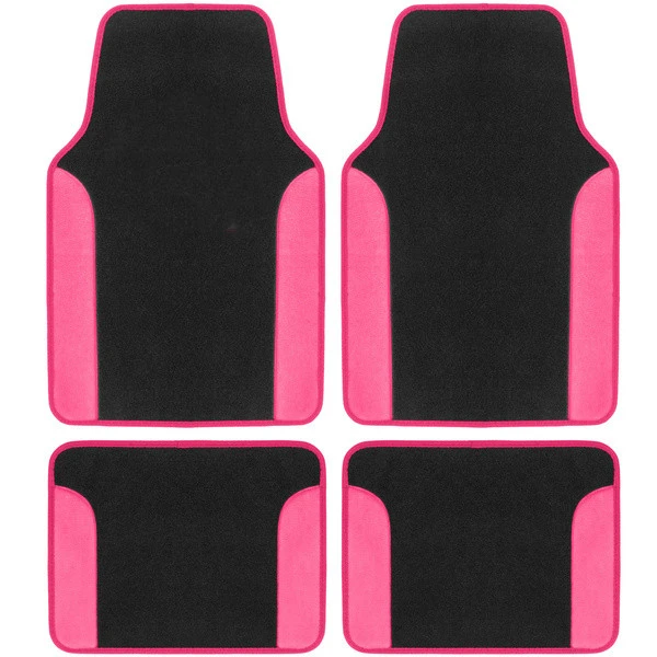 Pink Car Floor Mats Universal Carpet Twotone Faux Leather Automotive