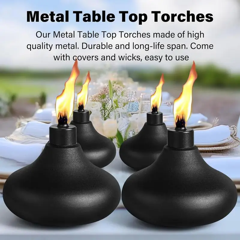 Metal Tabletop Torch Citronella Torches Refill Canister Tabletop Lantern Flame Light Patio Metal Torch Sturdy Long Lasting