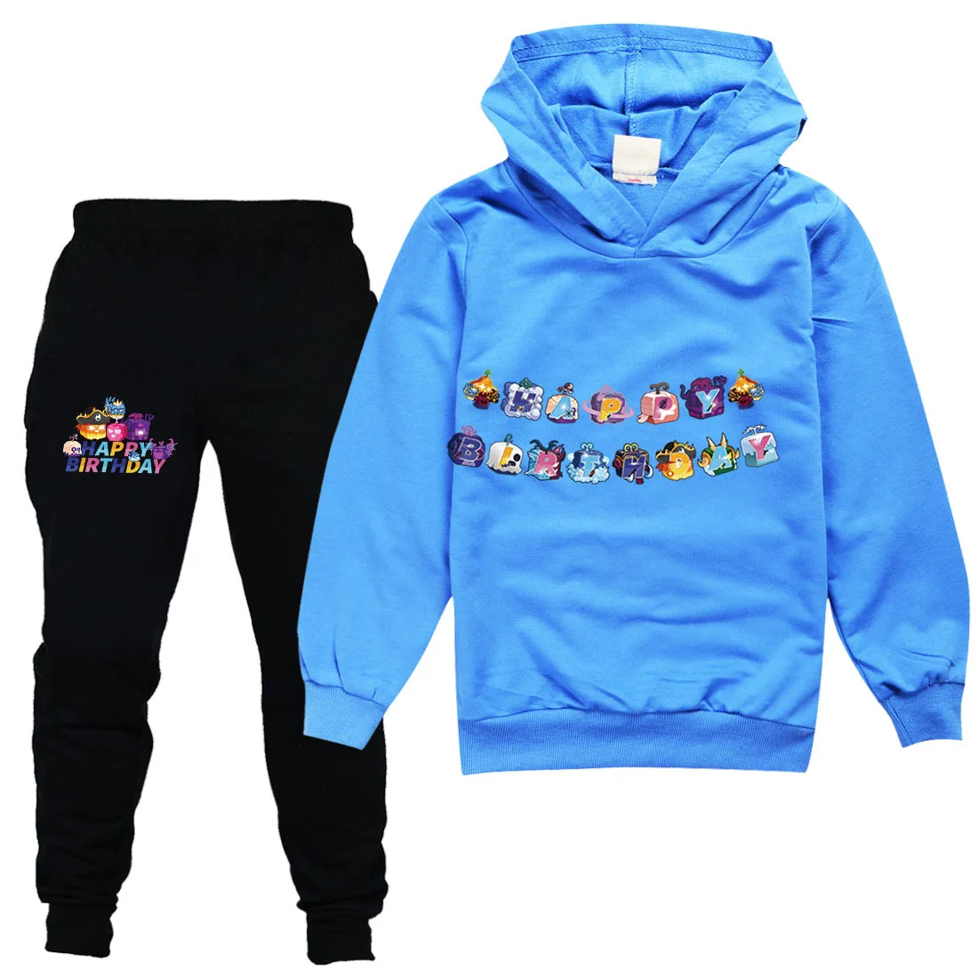 Hot Game Blox Fruits Hoodie Kids Long Sleeve Sweatshirts+Pants 2pcs Suit Boys Sportswear Children Clothing Toddler Girls Outfits