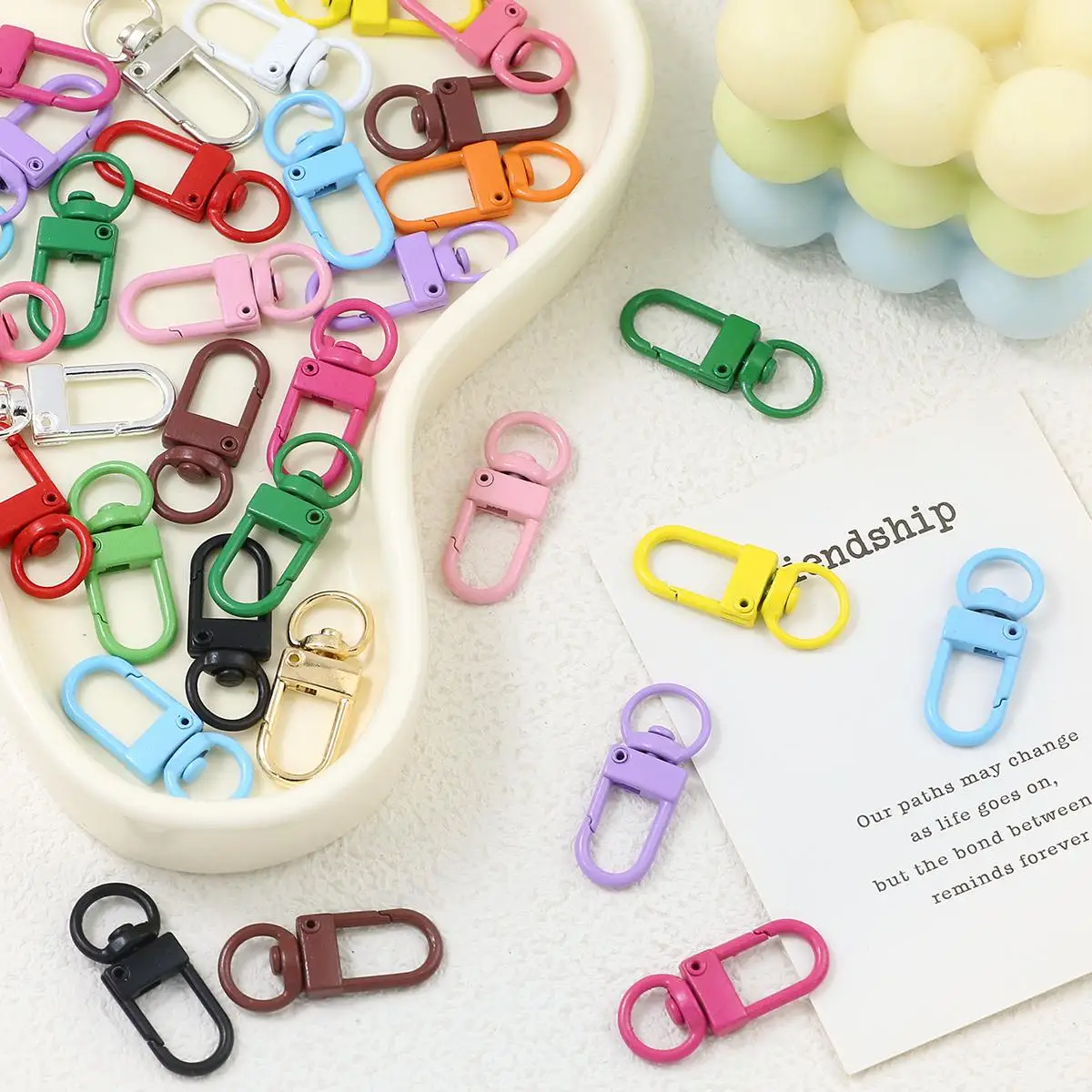 Colorful Macaron Keychain Clasps – Set of 10 for DIY Jewelry Accessories
