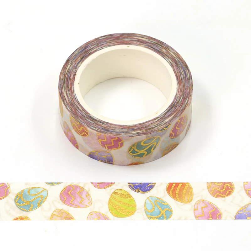 

2023 NEW Spring 1PC 10M Decor Gold Foil Colorful Easter Eggs Washi Tapes for Planner Adhesive Masking Tape Cute Stationery