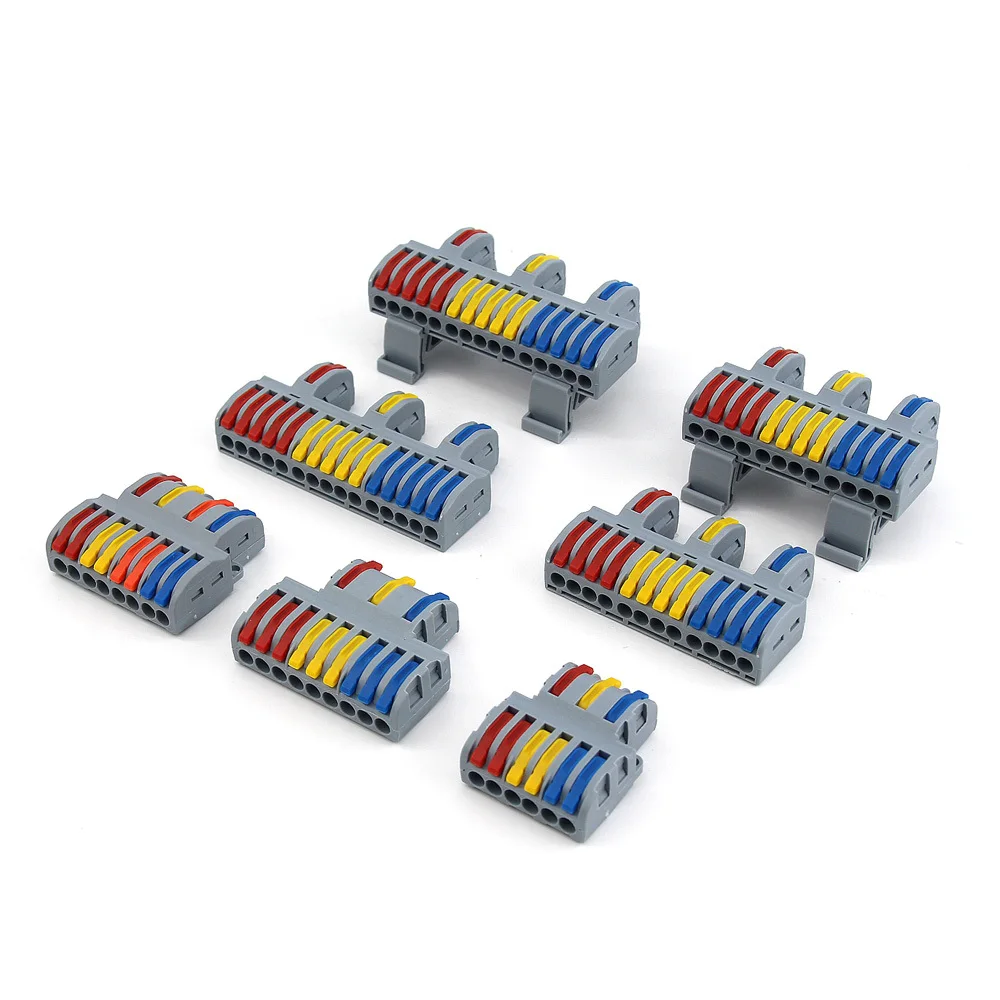 ตัวเชื่อมต่อสายไฟแบบกด ตัวเชื่อมต่อสายไฟฟ้าแบบหลายช่องทางเข้า-ออก ตัวเชื่อมต่อแบบกดเร็ว บล็อกขั้วต่อแบบกดเร็ว ตัวแยกสัญญาณ LED เครื่องมือเดินสายไฟ 1