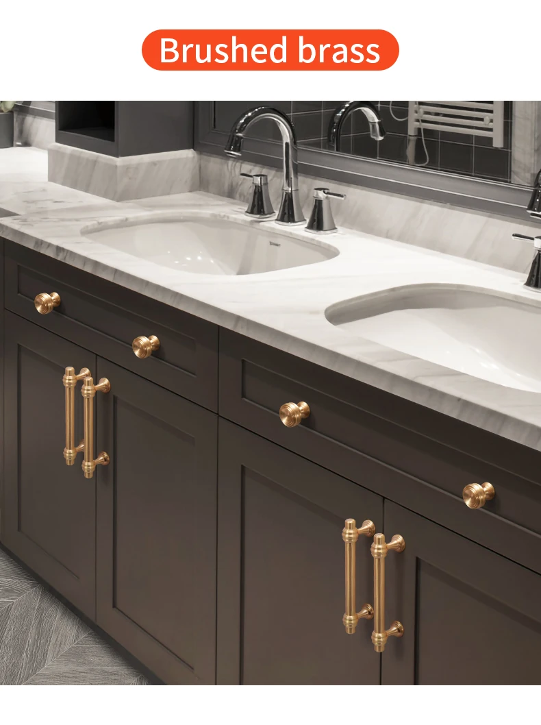 YONFIA 3644BB Brushed Brass Kitchen Cabinet Handles Knob Zinc Alloy Furniture Drawer Handle Wardrobe Closet Pull Handle Gold