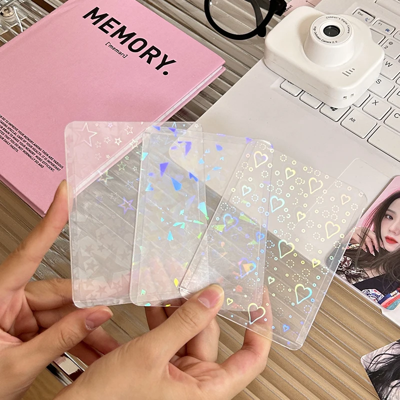 10pcs Star Love Heart Kpop Photocard Toploader Photo Card Sleeves Idol Photo Cards Protective Case ins 10pcs pack transparent color kpop toploader card photocard storage bag idol postcards photo cards protective case stationery