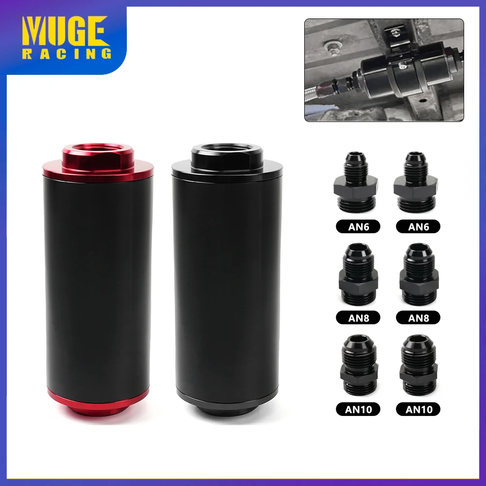 

50MM 100 Micron Element Inline Fuel Filter In-Line High Flow Fuel Turbo With AN6 / AN8 /AN10 Fittings Adapter FRG019