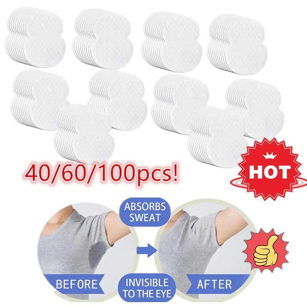 

40/60/100pcs Disposable Underarm Armpit Sweat Pads Sweat-absorbing Patch Summer Deodorants Non-woven Pads Breathable Ultra-thin