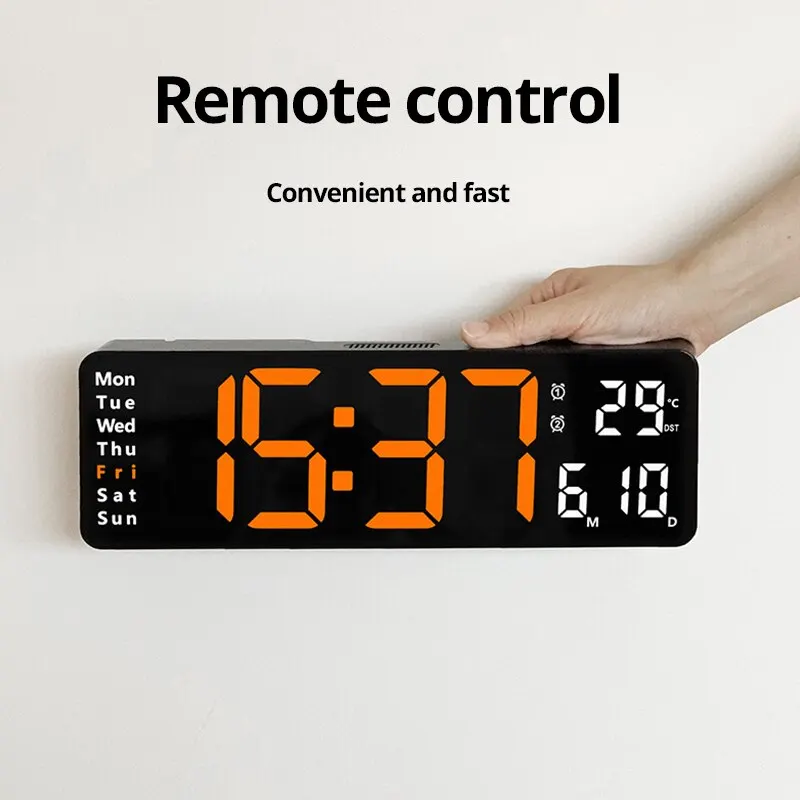 13/16 Inches Large LED Digital Wall Clock Wall Mounted Remote Control Temperature Date Week Display Timer Dual Alarm Clock wall clock digital wall clock