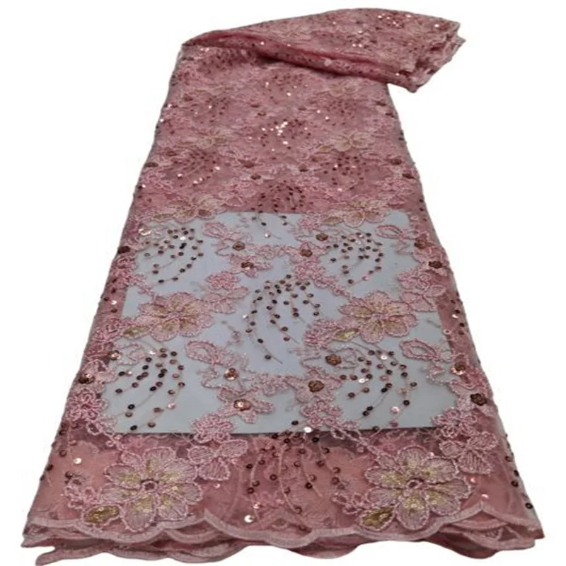 

Purple French Tulle Lace Fabric Soft Bridal Materials Nigerian African Mesh Lace Fabric Sewing Sequins For Wedding Party Pink