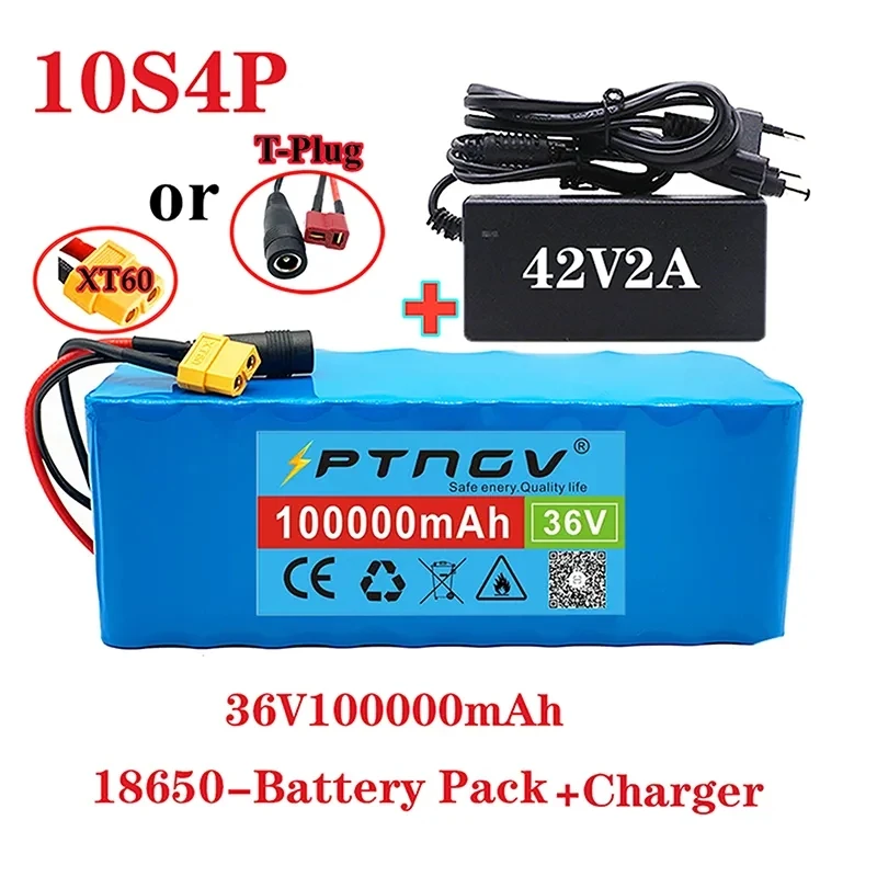 

New 36V 10S4P 100Ah 1000W large capacity 100000mAh 18650 lithium battery pack electric bicycle scooter with BMS
