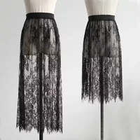Transparent Sexy Lace Mesh Skirt Elastic High Waist Black White Tulle Mini Skirts Womens Skirt Korean Fashion Women's Skirt 2025 - Image 5