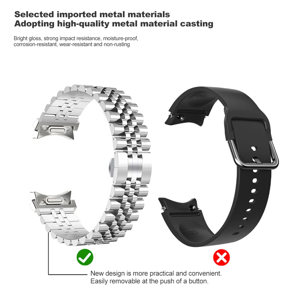 Sleek No-Gap Steel Watch Strap - Premium Metal Quick-Fit Band