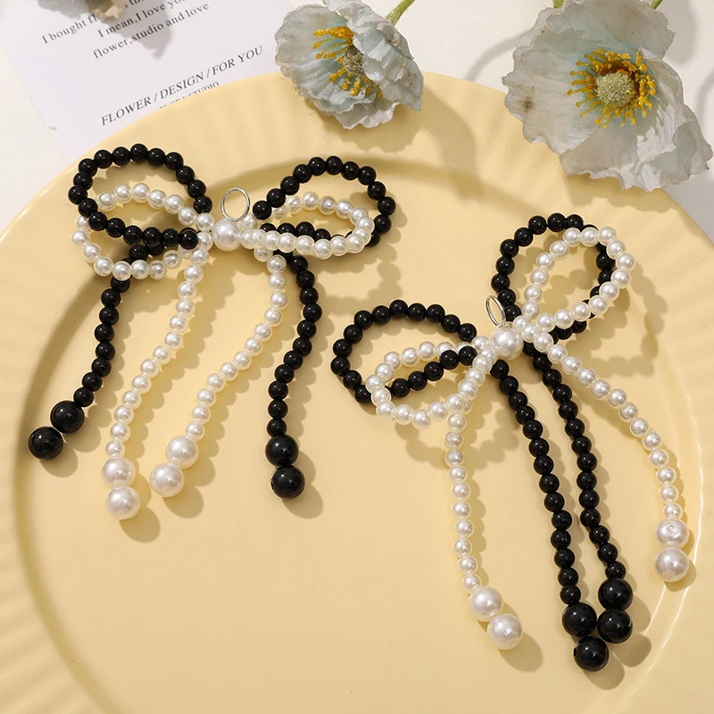 1PCS 더블 레이어 진주 구슬 Bowknot 매력 구두 버클 수제 신발 클립 장식 가방 펜던트 보우 열쇠 고리 액세서리