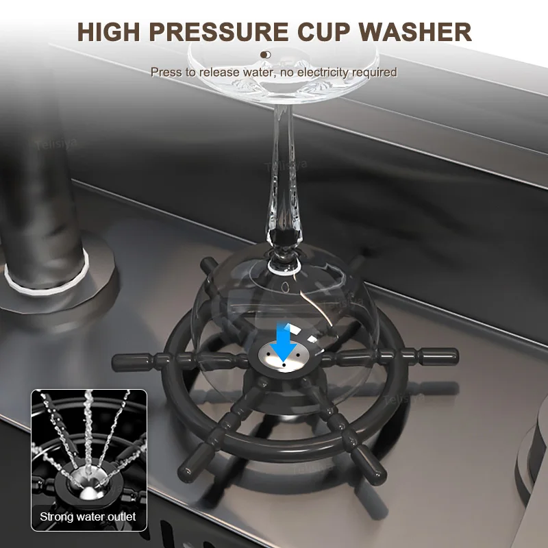 Hidden Kitchen Sink Stainless Steel Mini Small Single Tank Cup Washer With Lid Multifunctional Bar Balcony Wash Basin